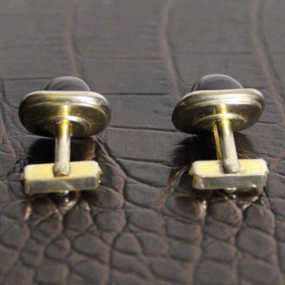 1950s Anson Art Deco Style Red Lucite Cuff Links Gold Tone Finish, Vintage - Picture 4 of 11